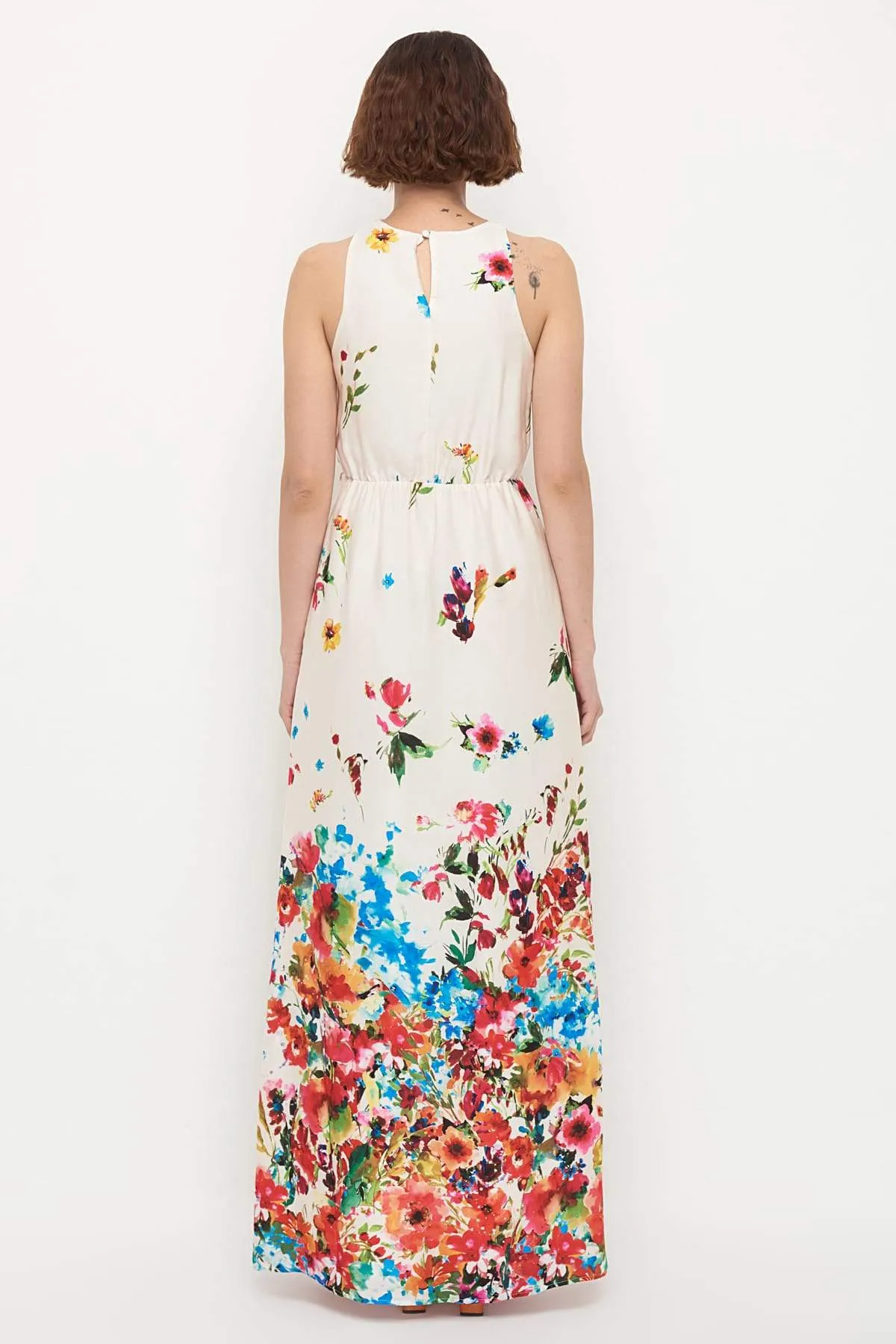 13114 Ecru Floral Maxi Dress