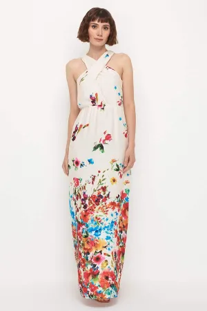 13114 Ecru Floral Maxi Dress