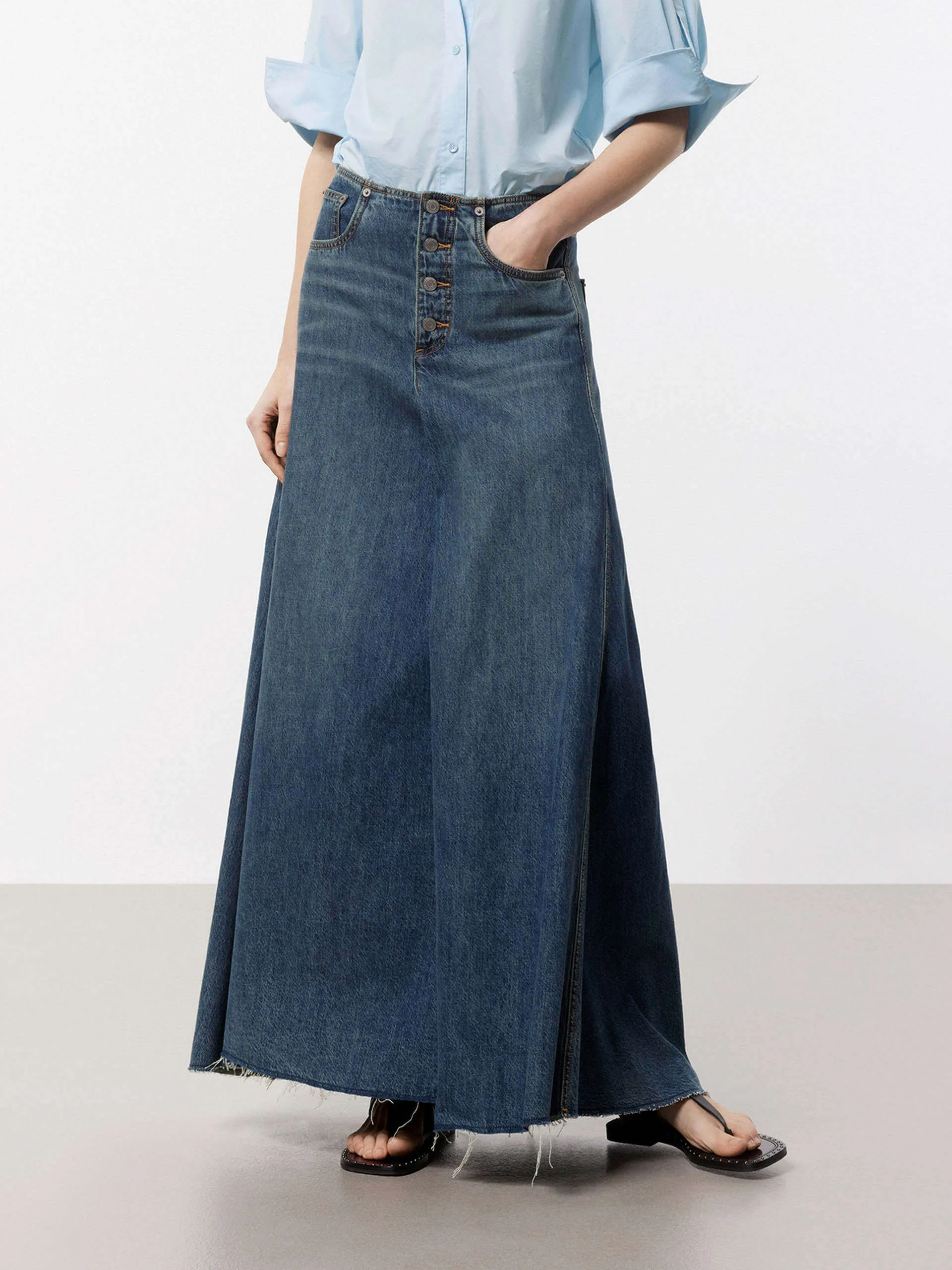 A-line Maxi Denim Skirt