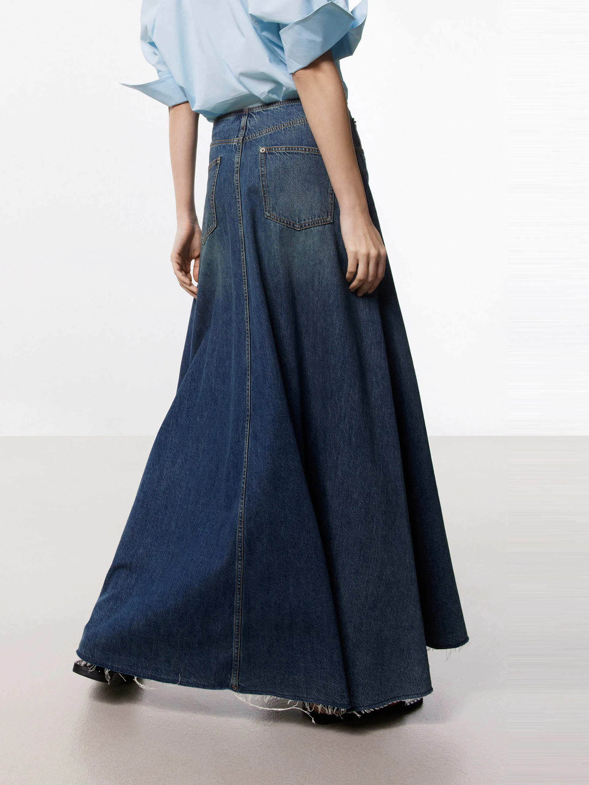 A-line Maxi Denim Skirt