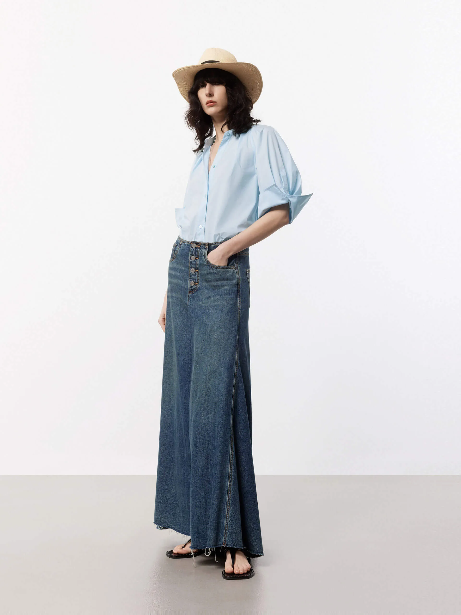 A-line Maxi Denim Skirt