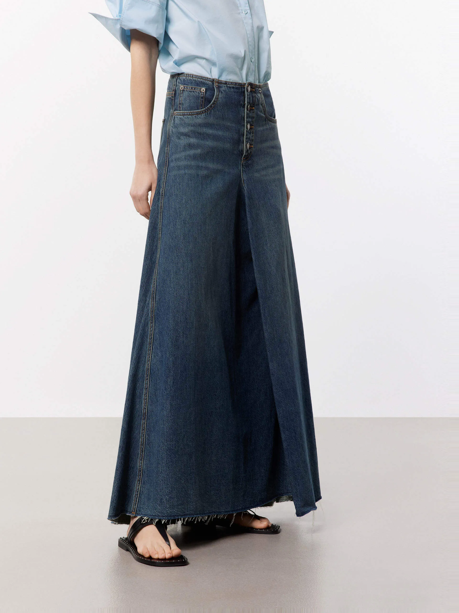 A-line Maxi Denim Skirt