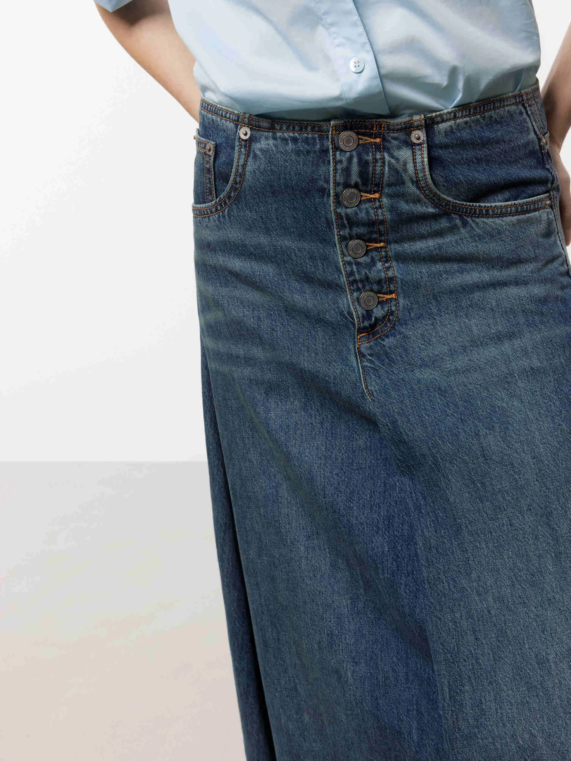 A-line Maxi Denim Skirt