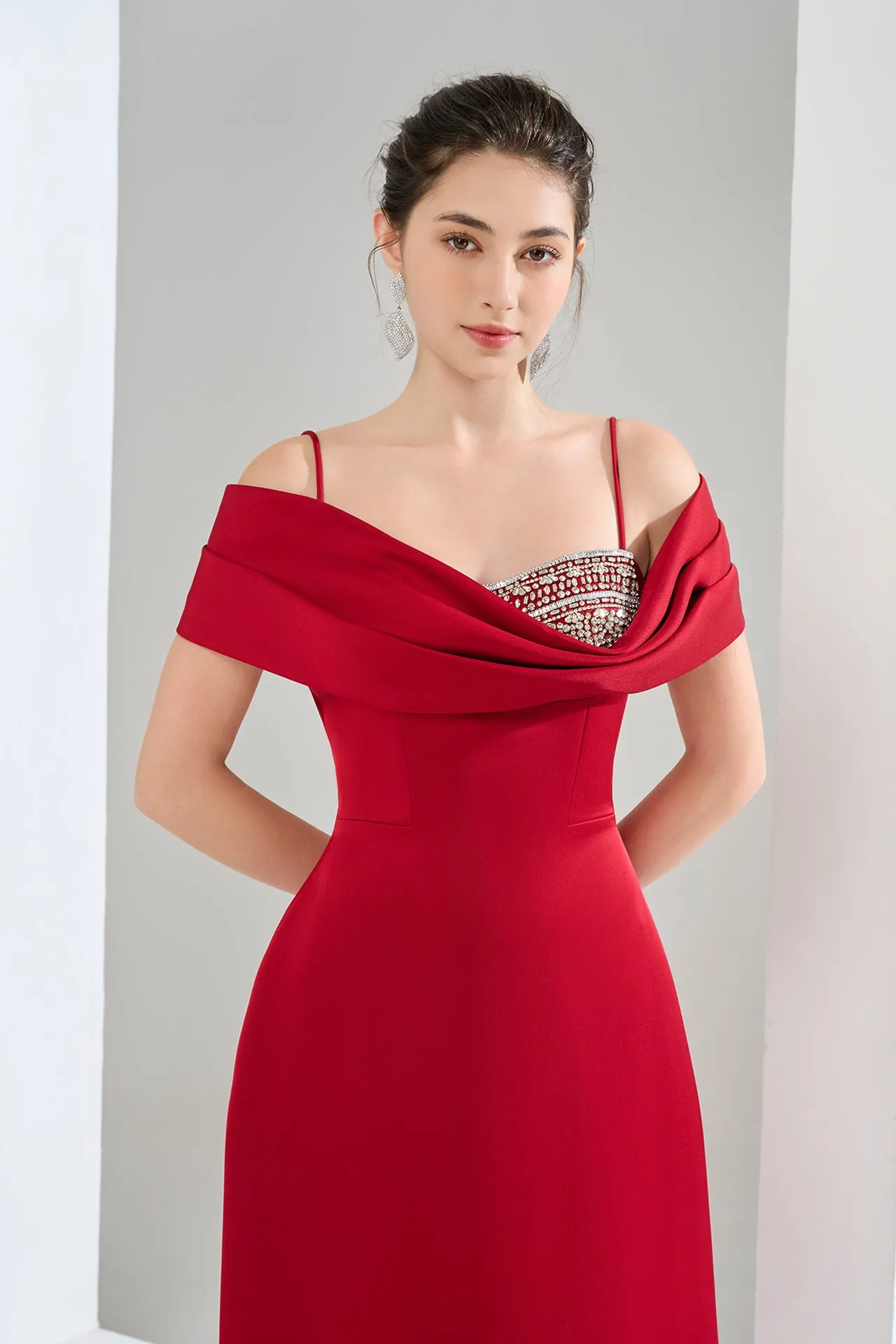 Asymmetrical One-Shoulder Midi Dress