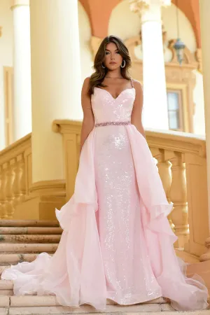 Ava Presley 28560  Long Sequin Gown Removable Organza Skirt Prom Dress Formal Pageant