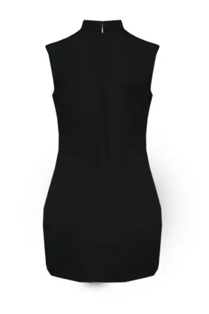 BLACK CRYSTAL ACCENTS CUT-OUT MINI DRESS