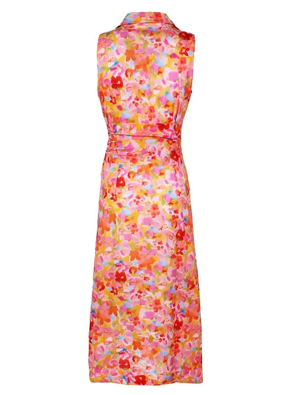 CAPRI FLORAL LONG ELLIS DRESS - PINK MULTI