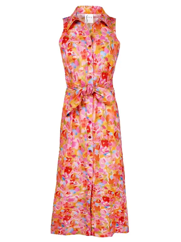 CAPRI FLORAL LONG ELLIS DRESS - PINK MULTI