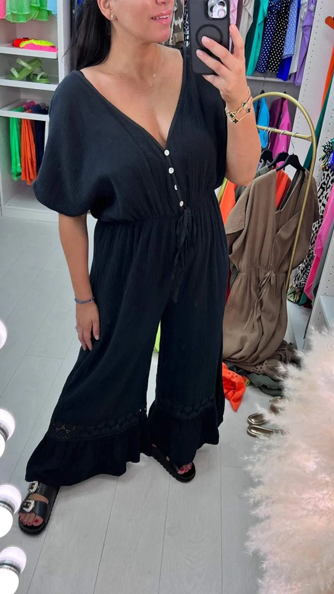 Casual V-neck Loose Jumpsuit