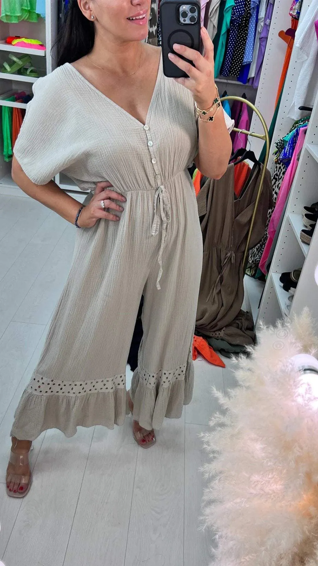 Casual V-neck Loose Jumpsuit