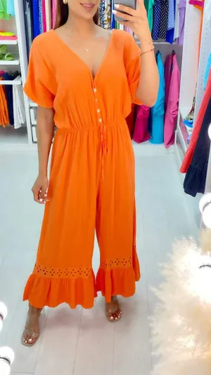 Casual V-neck Loose Jumpsuit