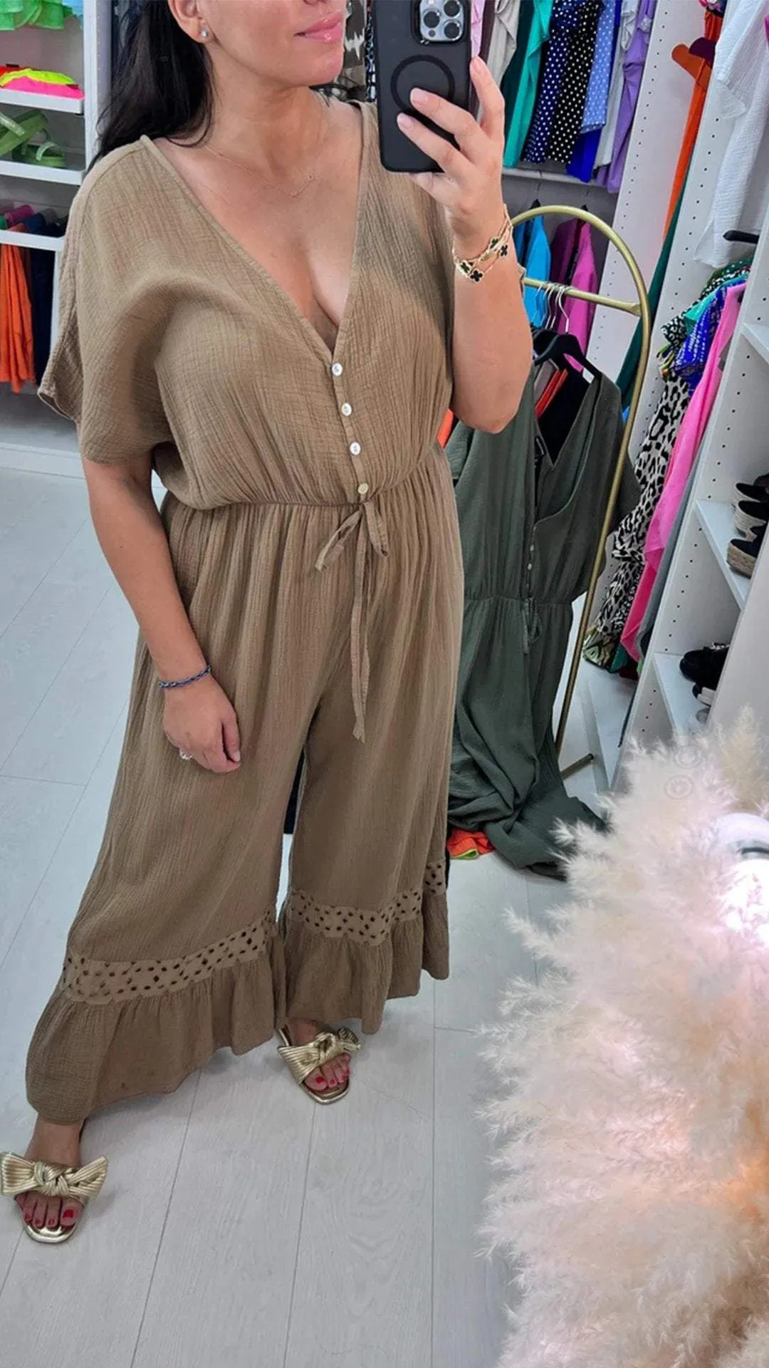 Casual V-neck Loose Jumpsuit