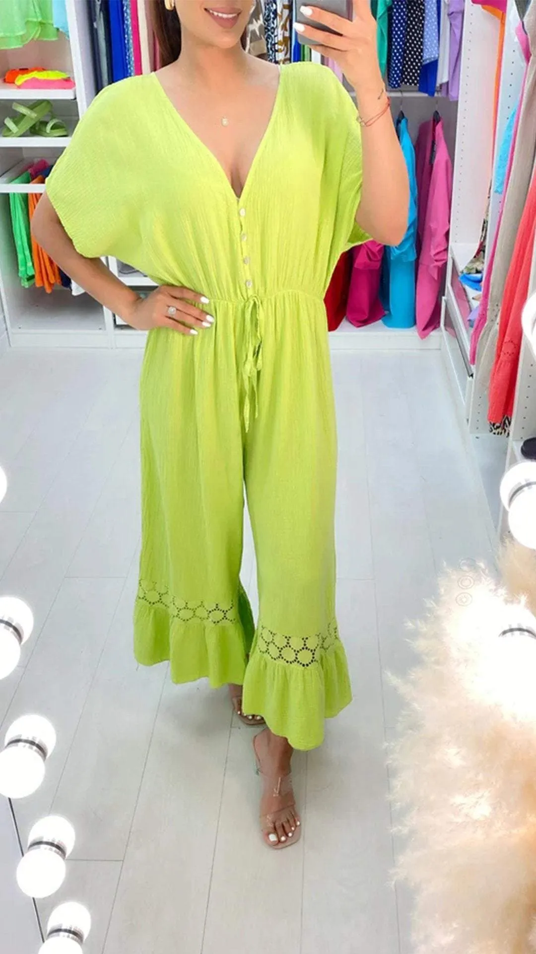 Casual V-neck Loose Jumpsuit
