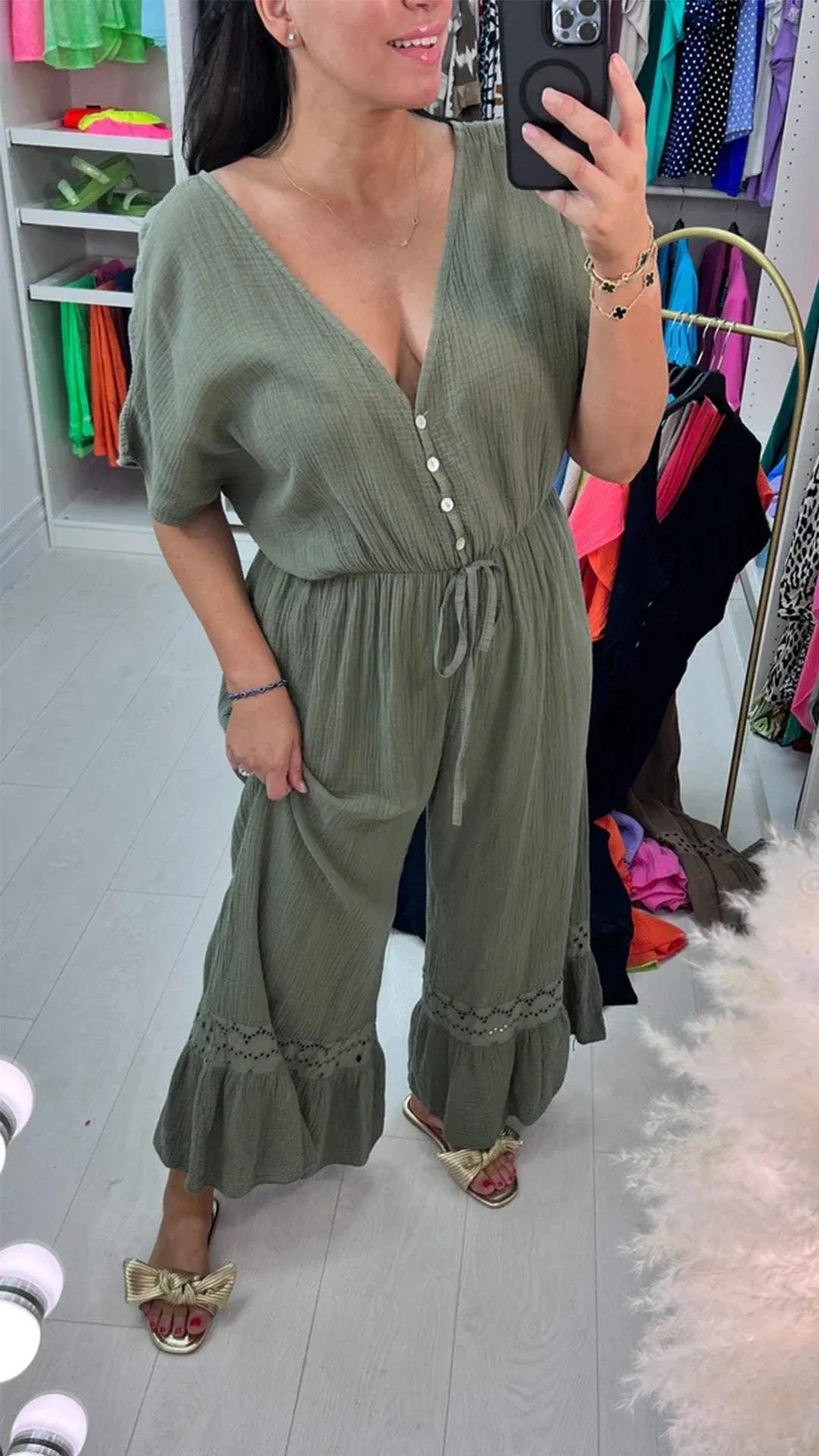 Casual V-neck Loose Jumpsuit