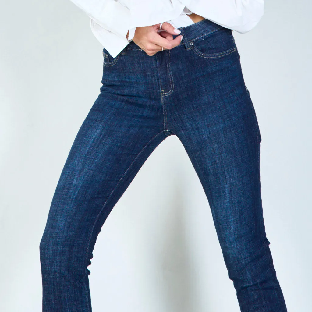 Classic high-waisted dark wash jeans wholesale