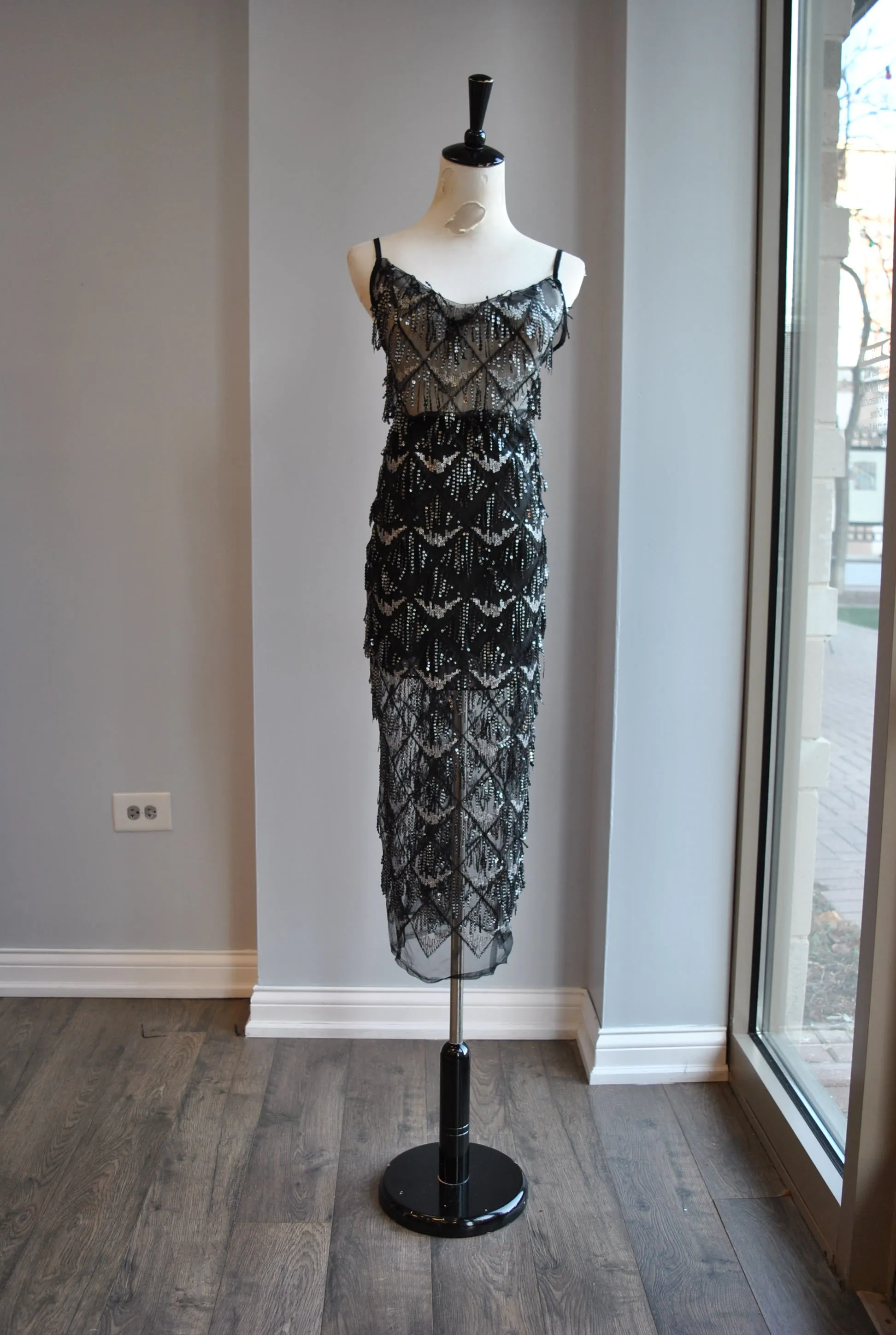 CLEARANCE - BLACK SHEER AND CRYSTALS SET