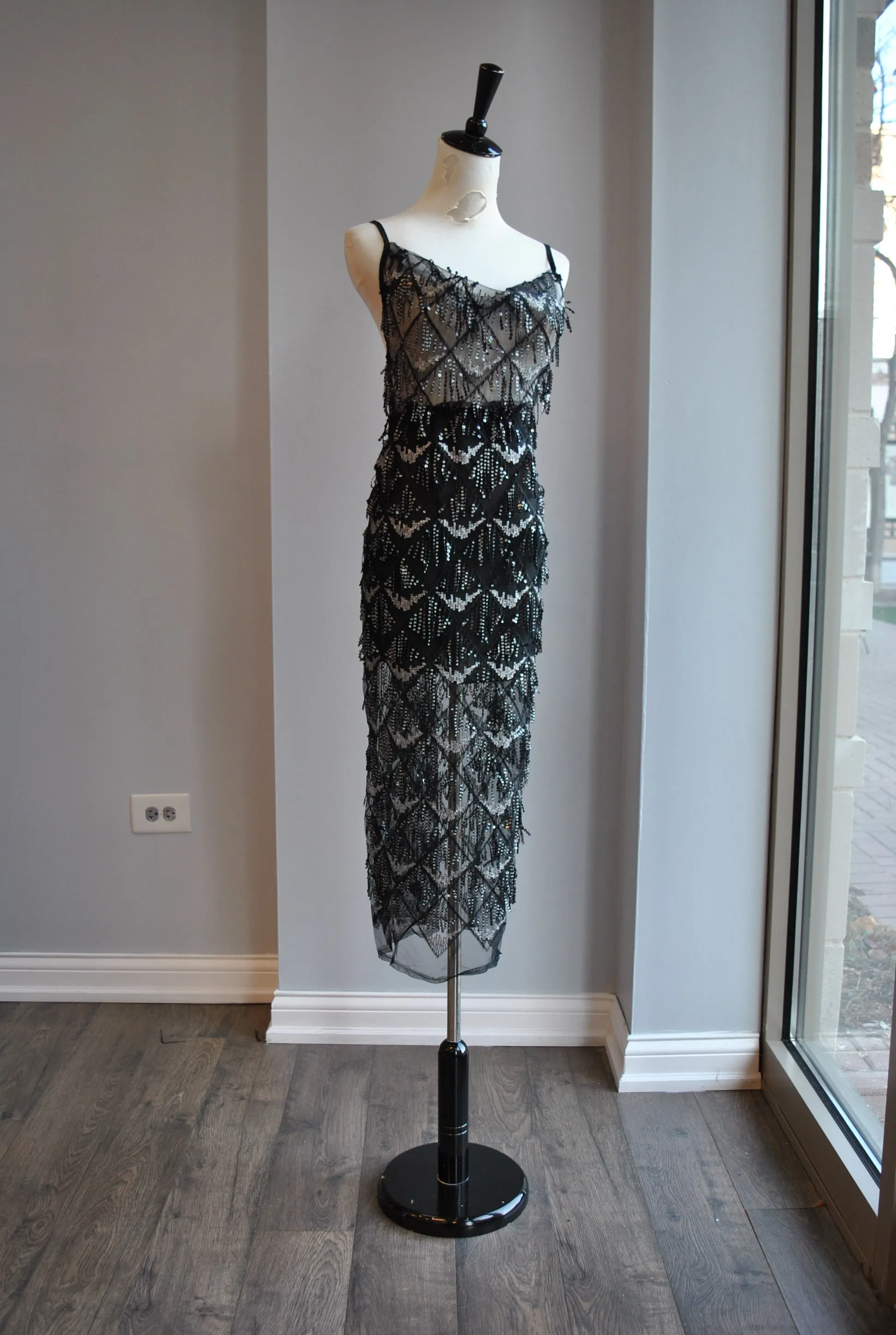 CLEARANCE - BLACK SHEER AND CRYSTALS SET