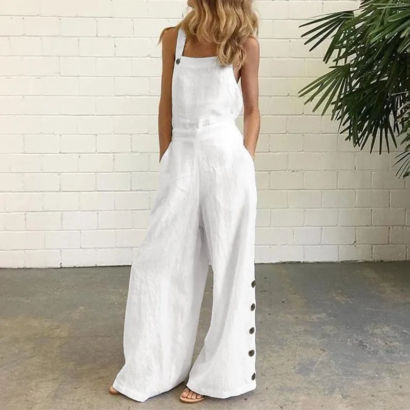 Cotton Overall Romper with Buttons - Multiple Colors (S-5XL)