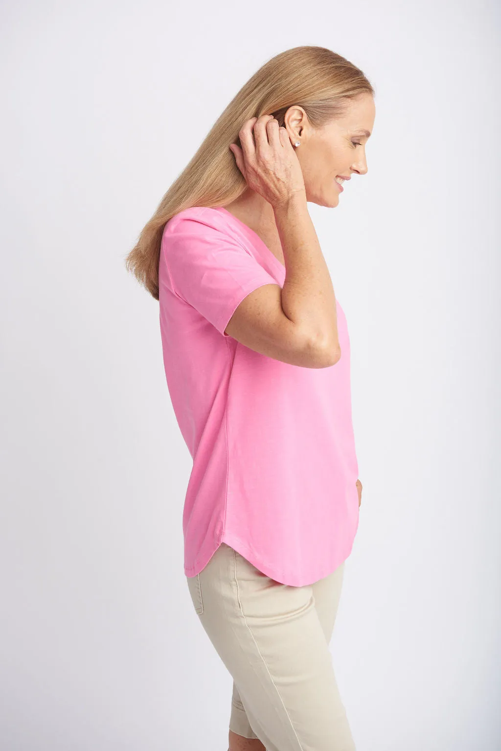 Cotton V Neck Tee Sachet Pink