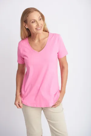 Cotton V Neck Tee Sachet Pink