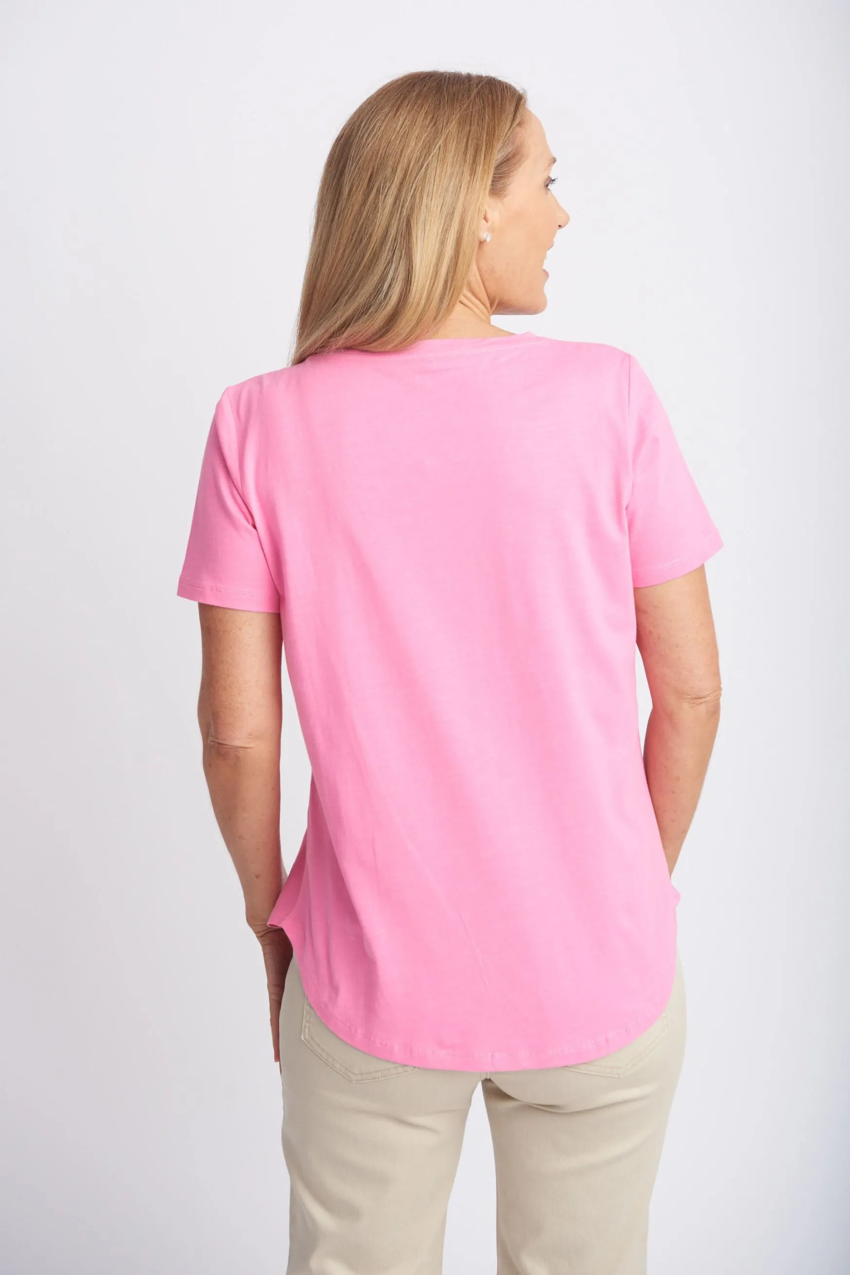 Cotton V Neck Tee Sachet Pink