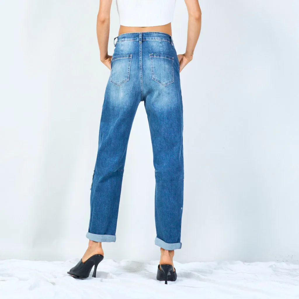 Distressed relaxed fit jeans wholesale