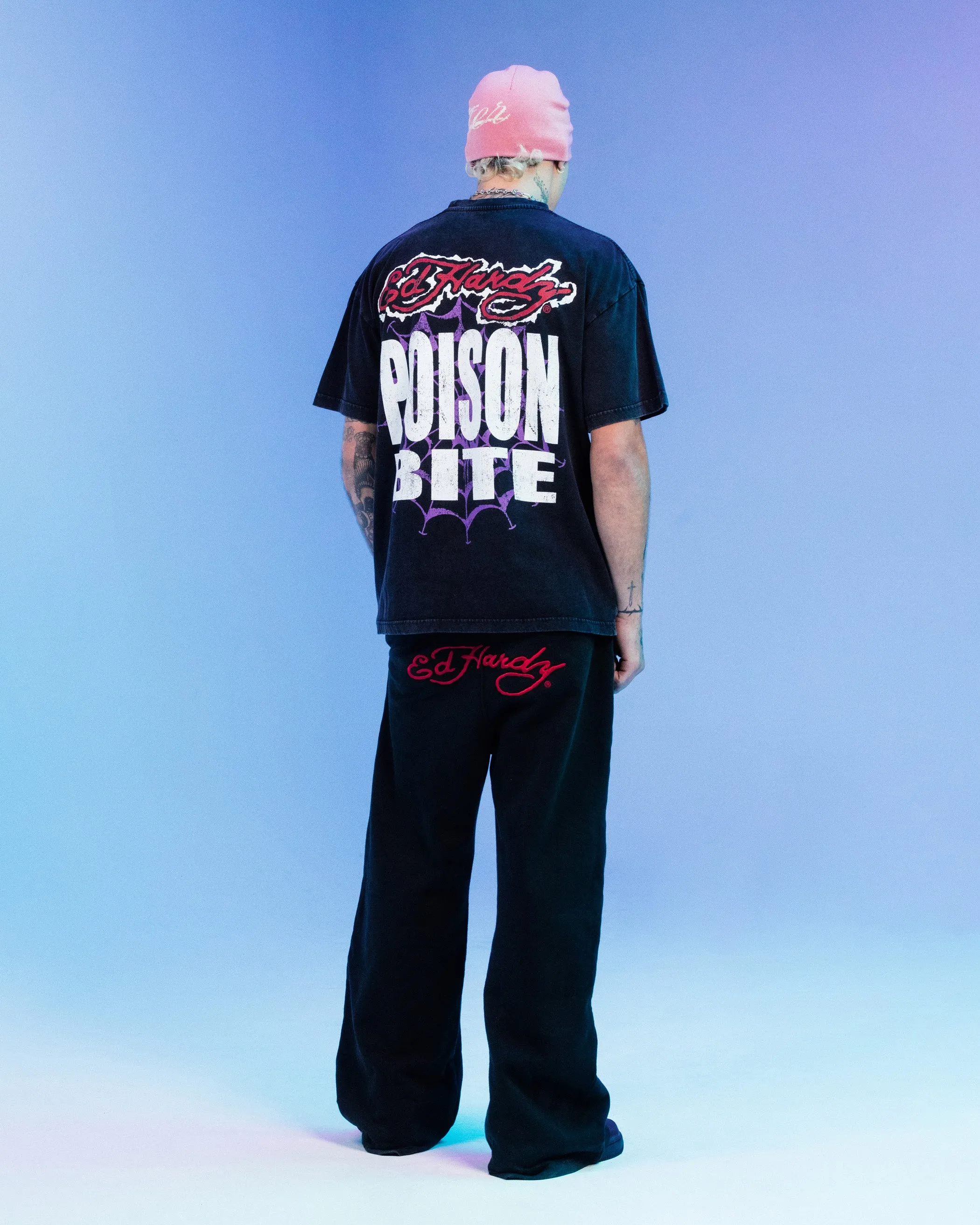 Ed Hardy By Loiter Poison Vintage T-Shirt Black Acidwash