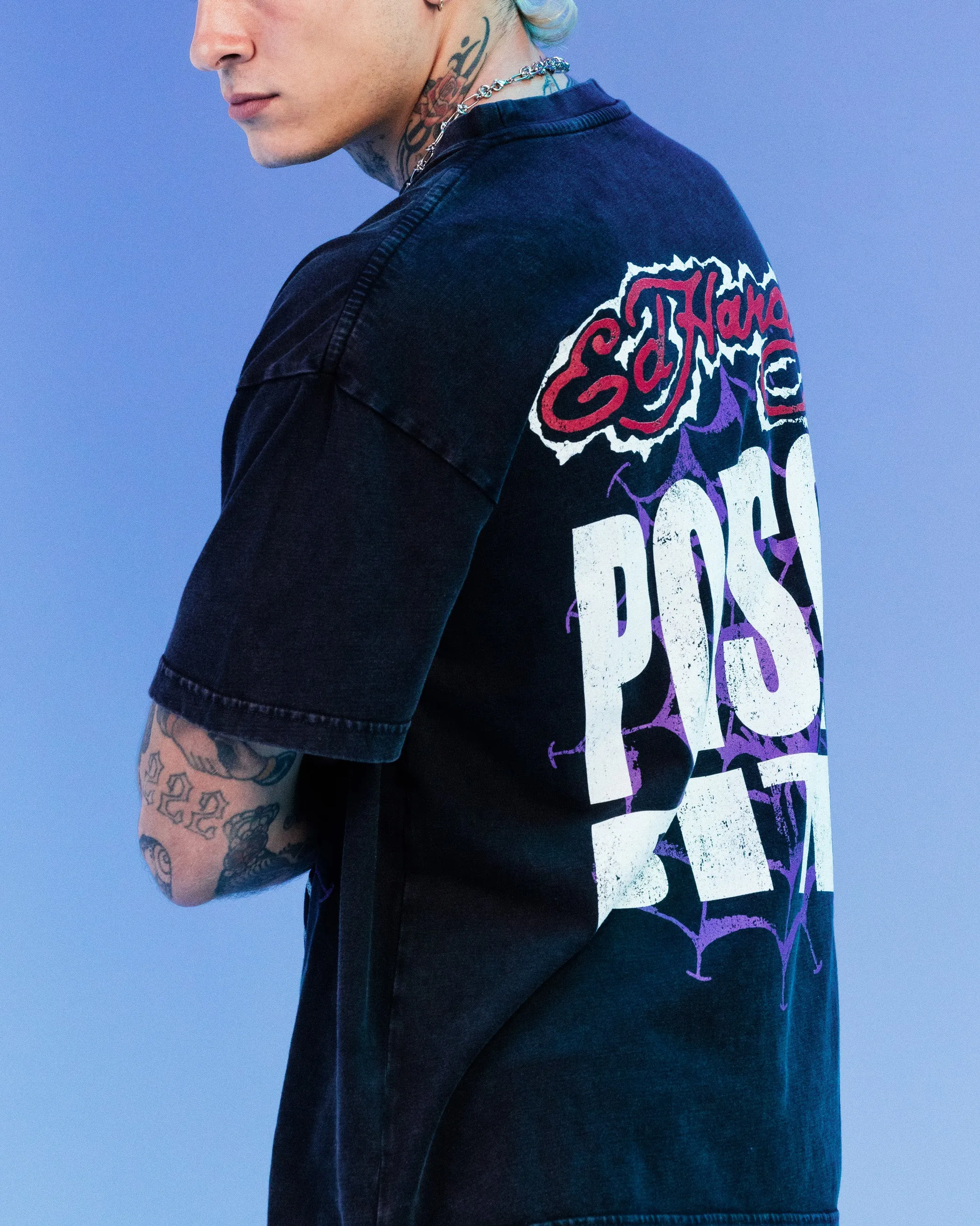 Ed Hardy By Loiter Poison Vintage T-Shirt Black Acidwash