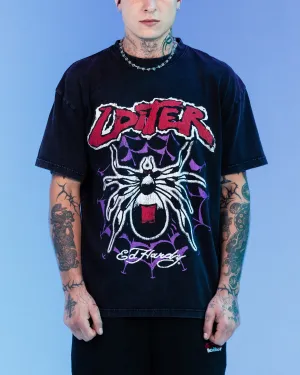Ed Hardy By Loiter Poison Vintage T-Shirt Black Acidwash
