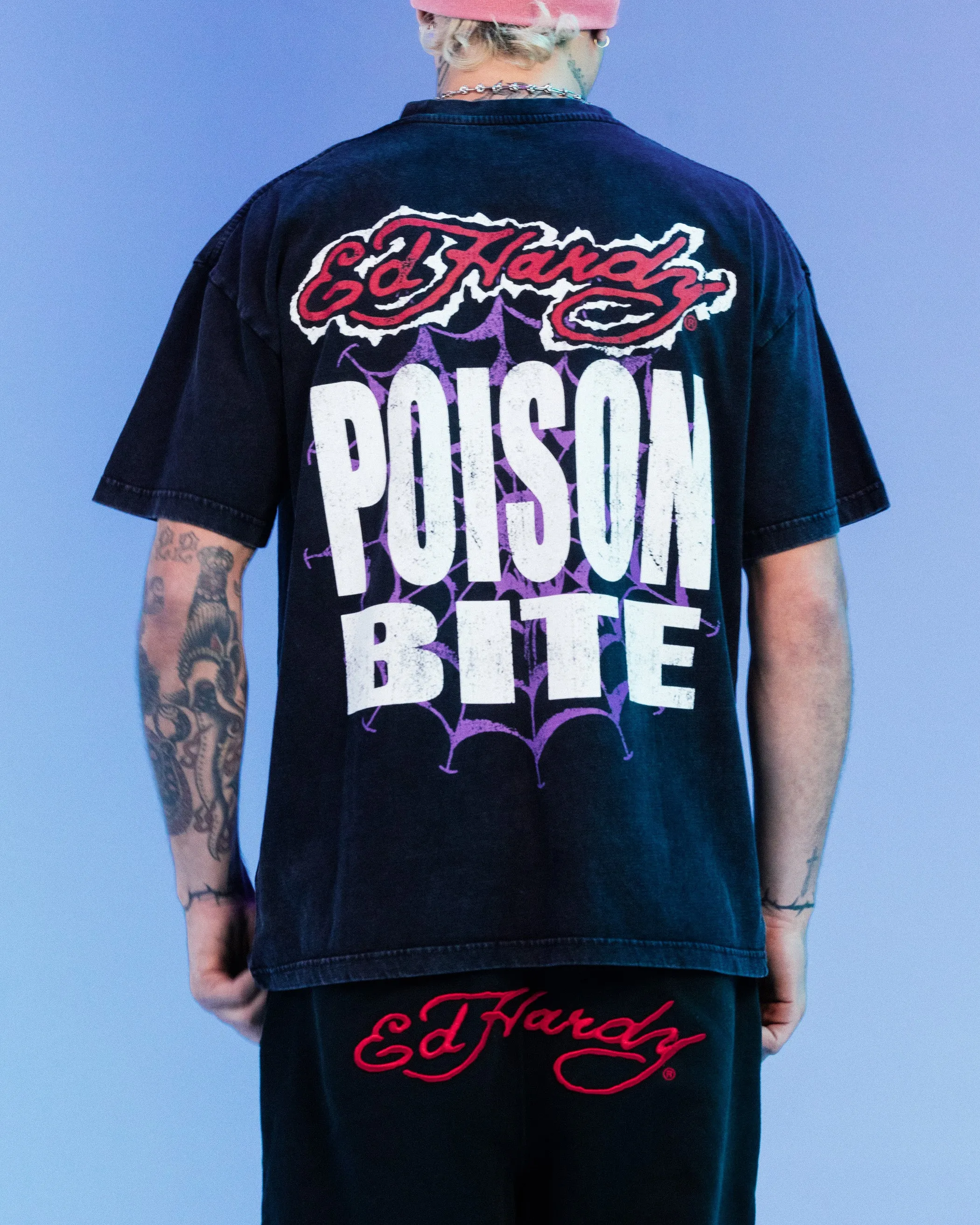 Ed Hardy By Loiter Poison Vintage T-Shirt Black Acidwash