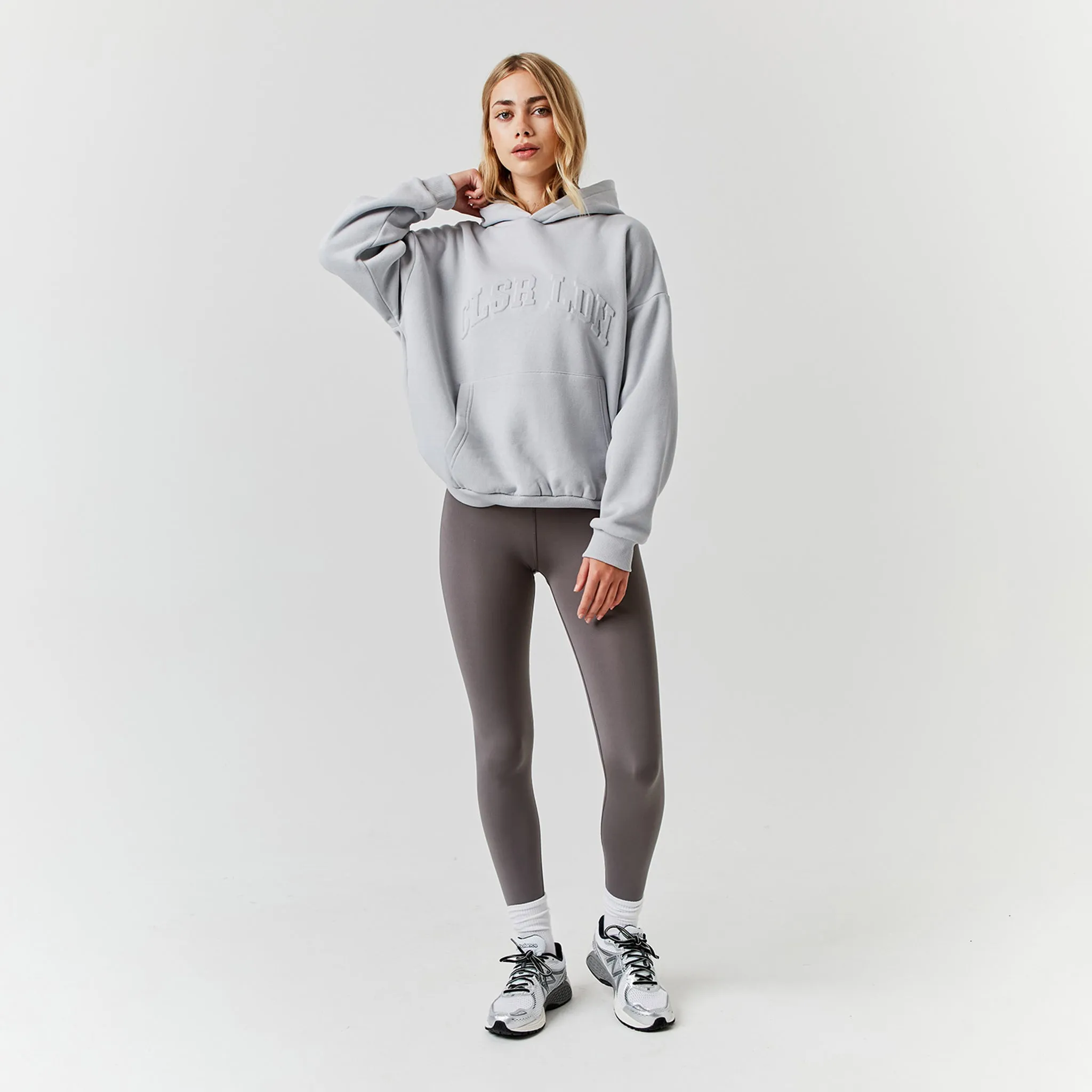 Embossed Varsity Hoodie | Ice Grey