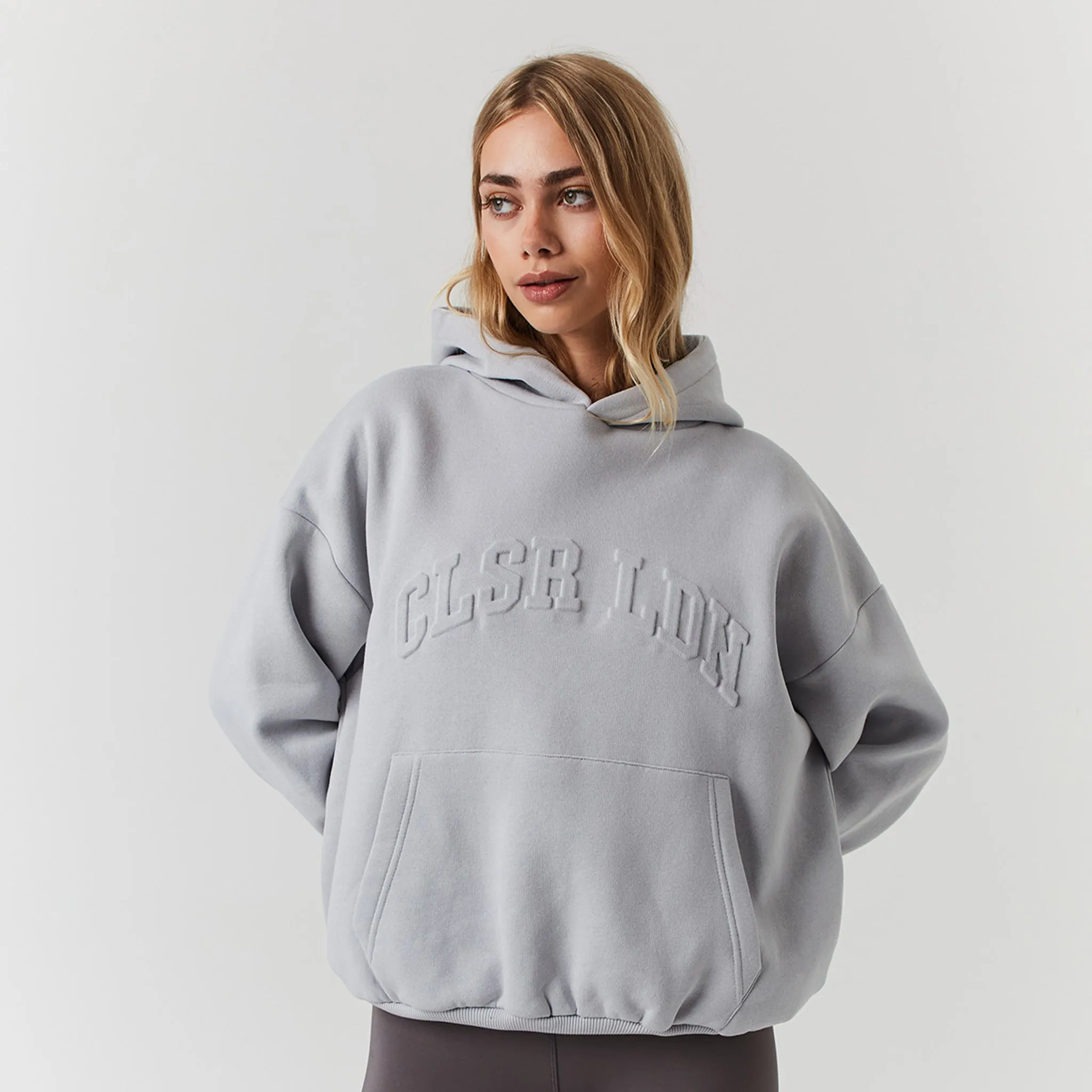 Embossed Varsity Hoodie | Ice Grey