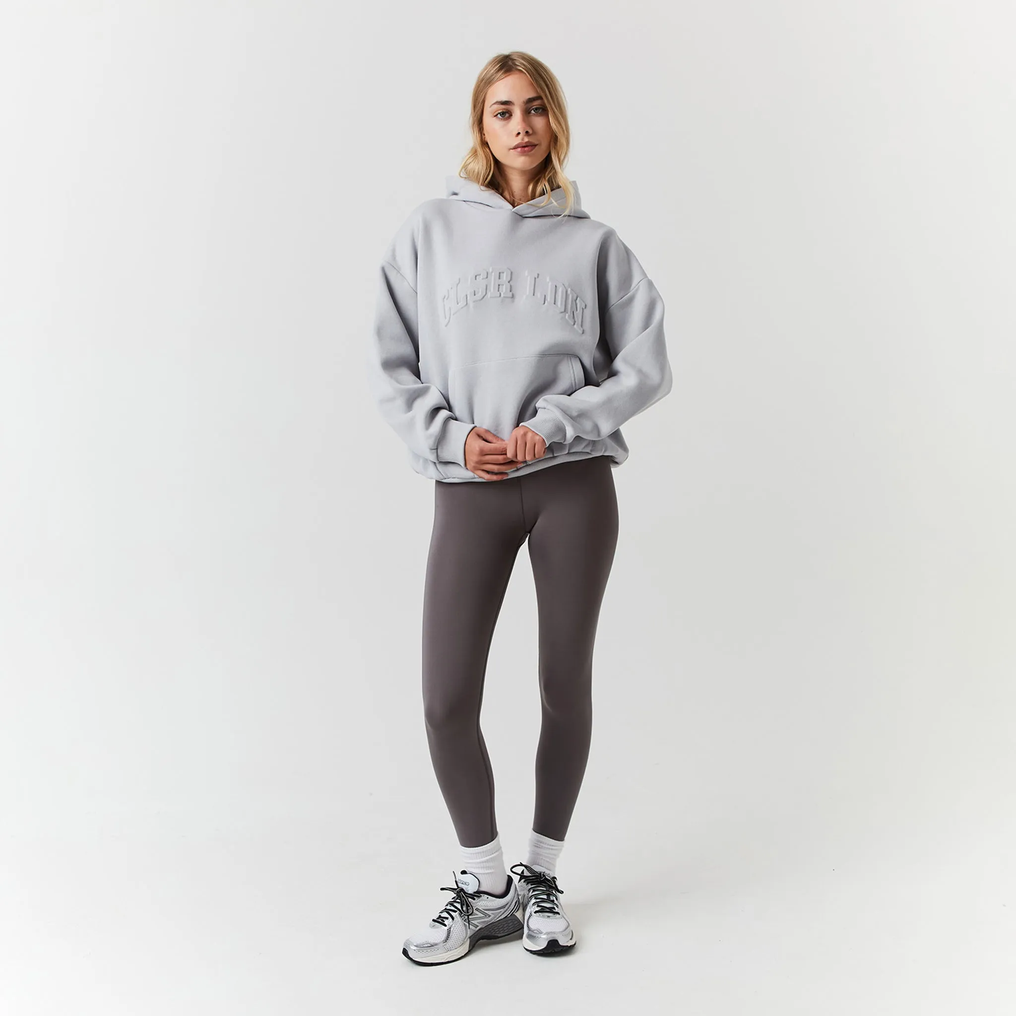 Embossed Varsity Hoodie | Ice Grey
