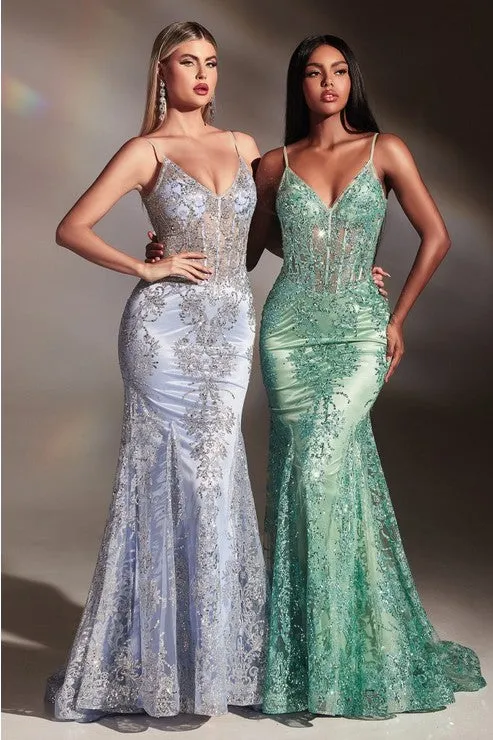 Embroidered Fantasy Magenta Sequined Sleeveless Mermaid Gown