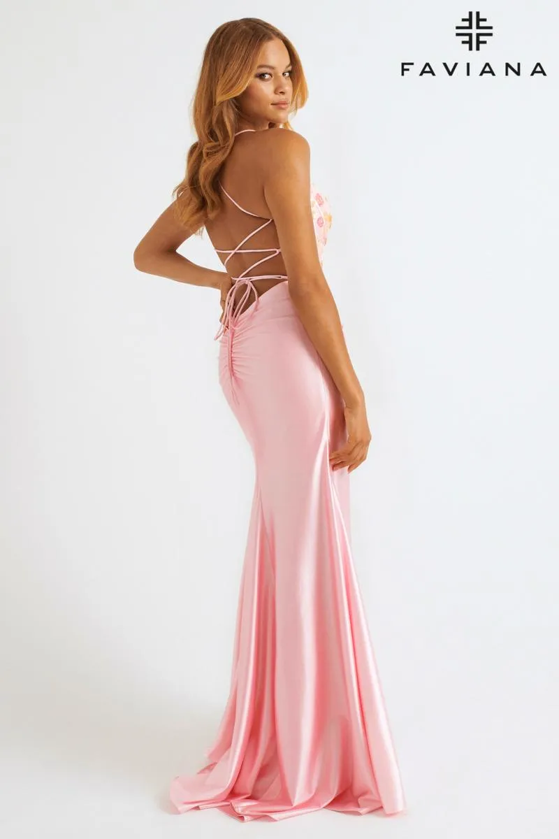 Faviana Ruched Lace Corset Prom Dress 11252