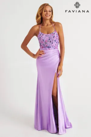 Faviana Ruched Lace Corset Prom Dress 11252