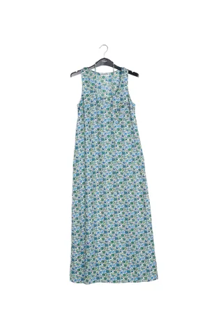 Floral print sleeveless maxi dress with rhinestones