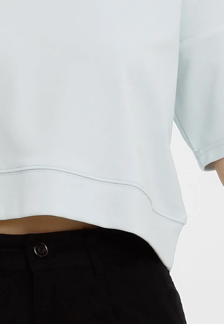 Forest Ladies Cotton Interlock Oversized Short Sleeve Round Neck T-Shirt Women Plain Tee Cropped Top - 822431