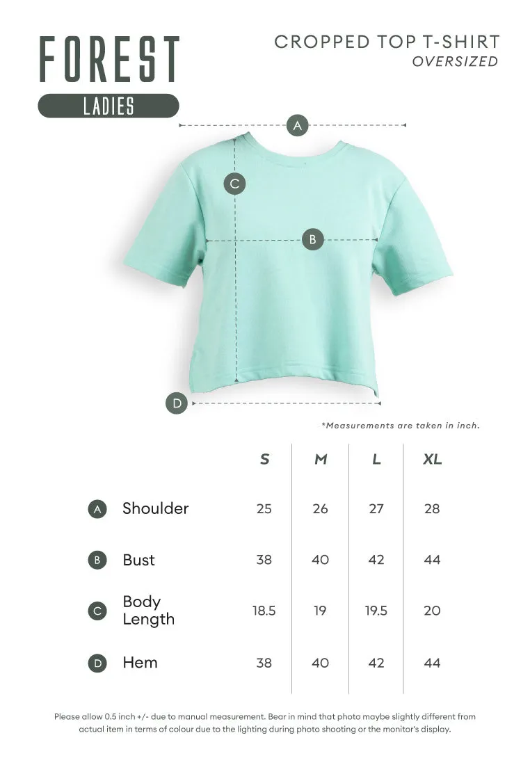 Forest Ladies Cotton Interlock Oversized Short Sleeve Round Neck T-Shirt Women Plain Tee Cropped Top - 822431