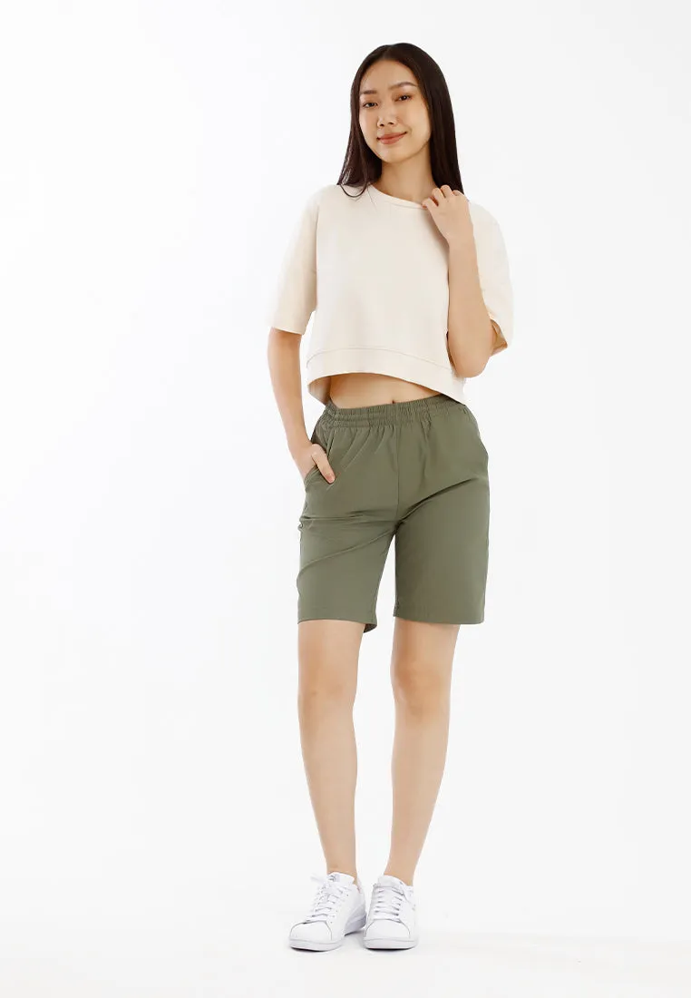 Forest Ladies Cotton Interlock Oversized Short Sleeve Round Neck T-Shirt Women Plain Tee Cropped Top - 822431