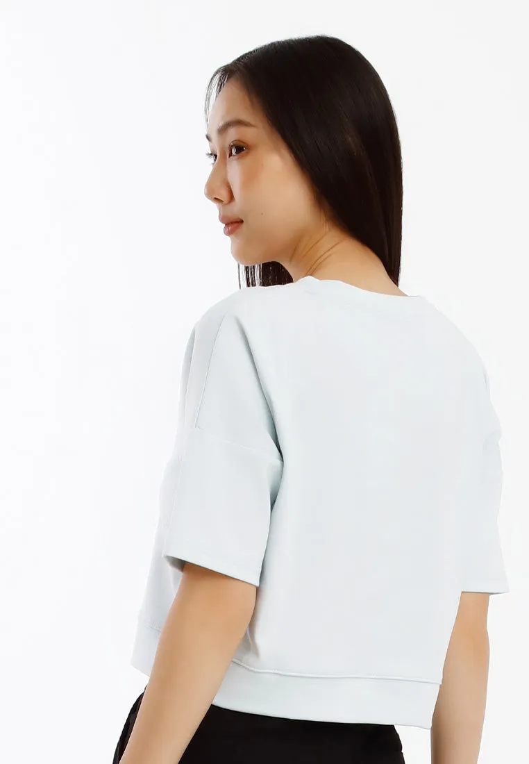 Forest Ladies Cotton Interlock Oversized Short Sleeve Round Neck T-Shirt Women Plain Tee Cropped Top - 822431