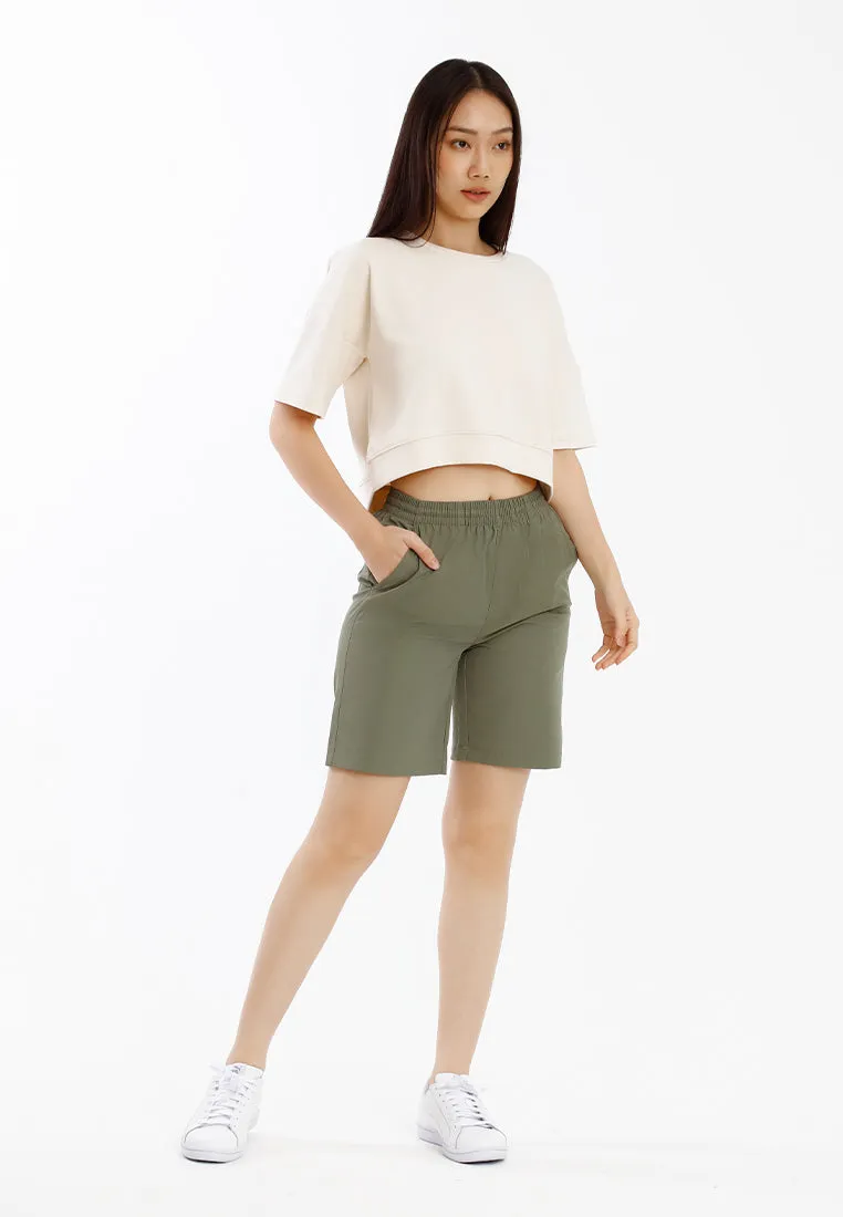 Forest Ladies Cotton Interlock Oversized Short Sleeve Round Neck T-Shirt Women Plain Tee Cropped Top - 822431