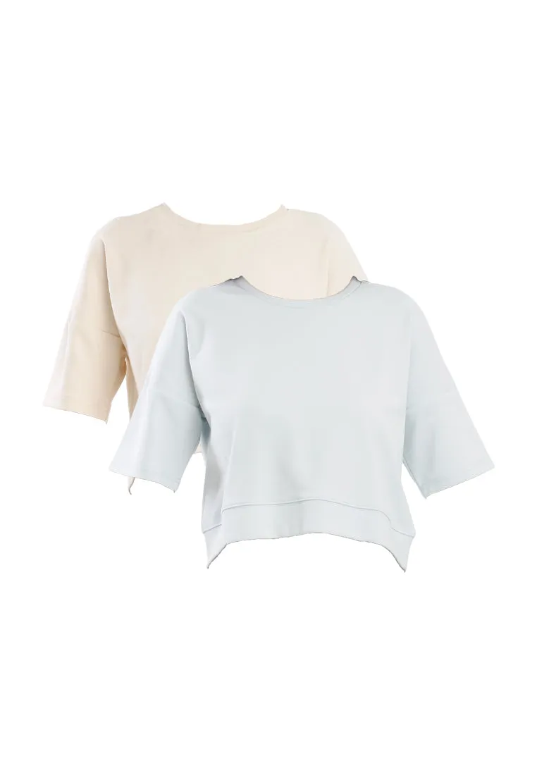 Forest Ladies Cotton Interlock Oversized Short Sleeve Round Neck T-Shirt Women Plain Tee Cropped Top - 822431