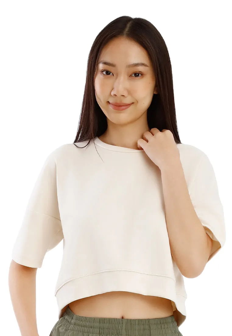 Forest Ladies Cotton Interlock Oversized Short Sleeve Round Neck T-Shirt Women Plain Tee Cropped Top - 822431