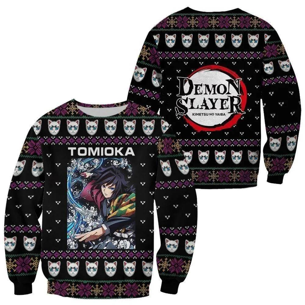 Giftngon - Giyu Tomioka Ugly Christmas Sweater Demon Slayer Anime Xmas Gift Custom Clothes