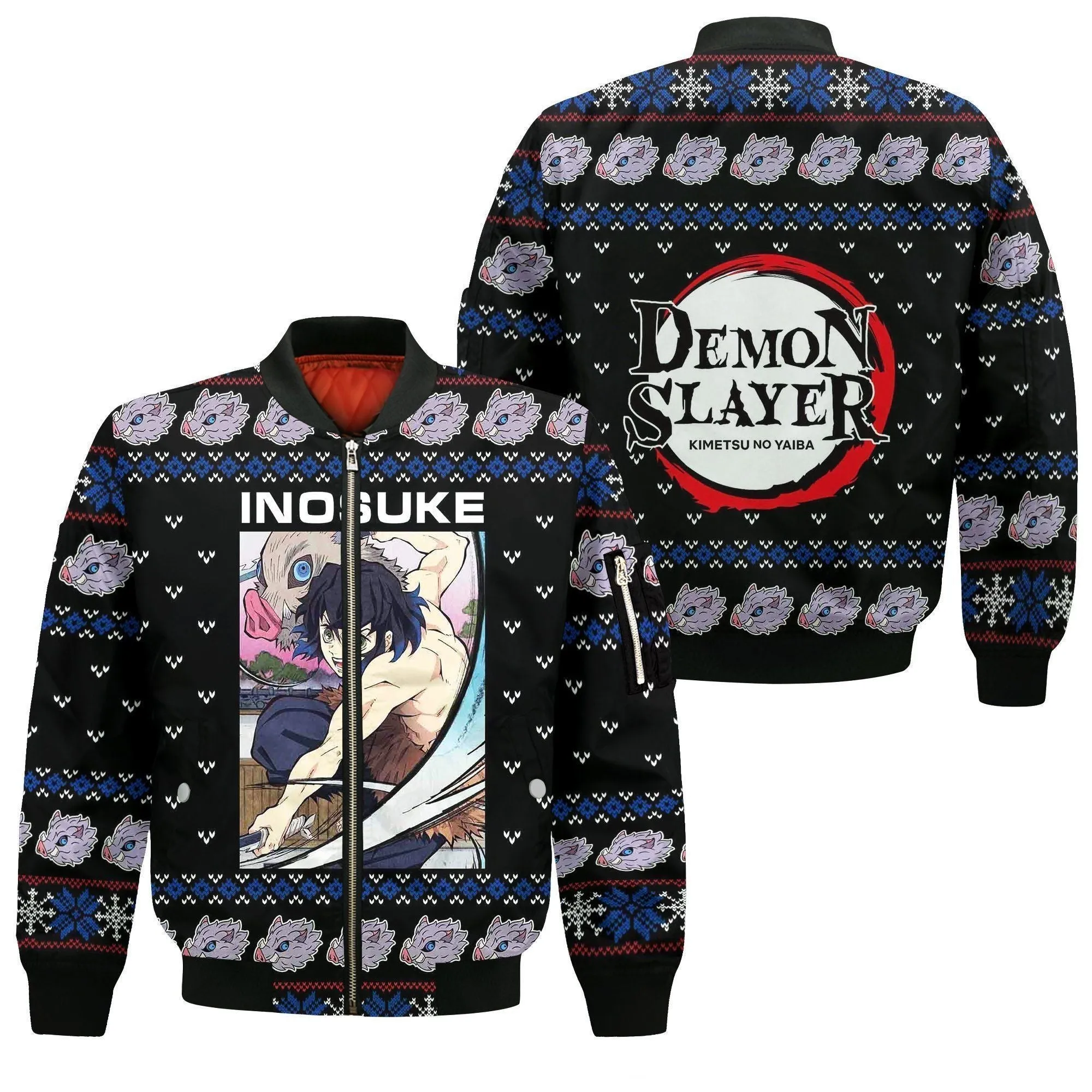 Giftngon - Inosuke Ugly Christmas Sweater Demon Slayer Anime Xmas Gift Custom Clothes