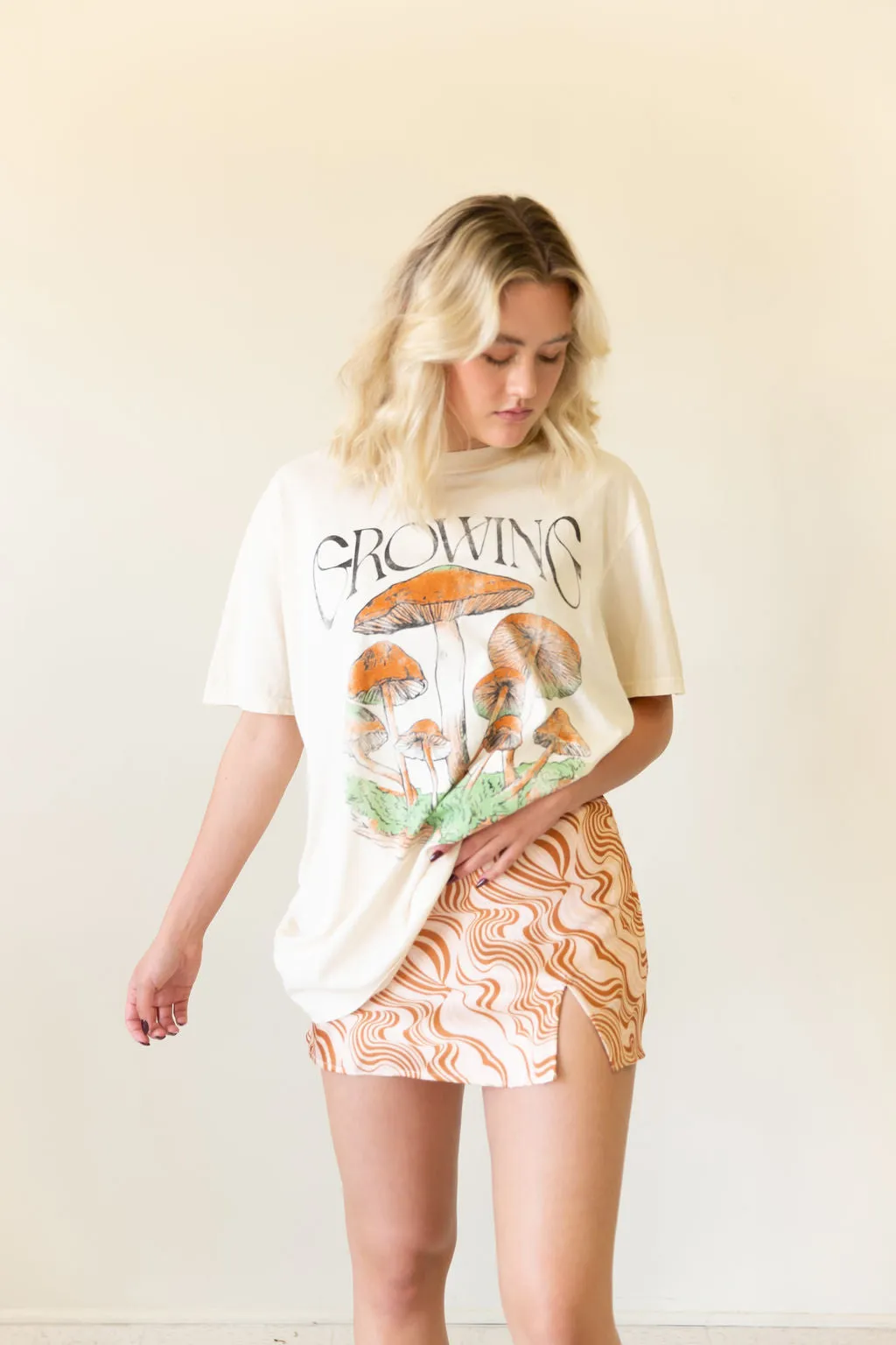 Growing Mushroom Oversized Graphic Tee