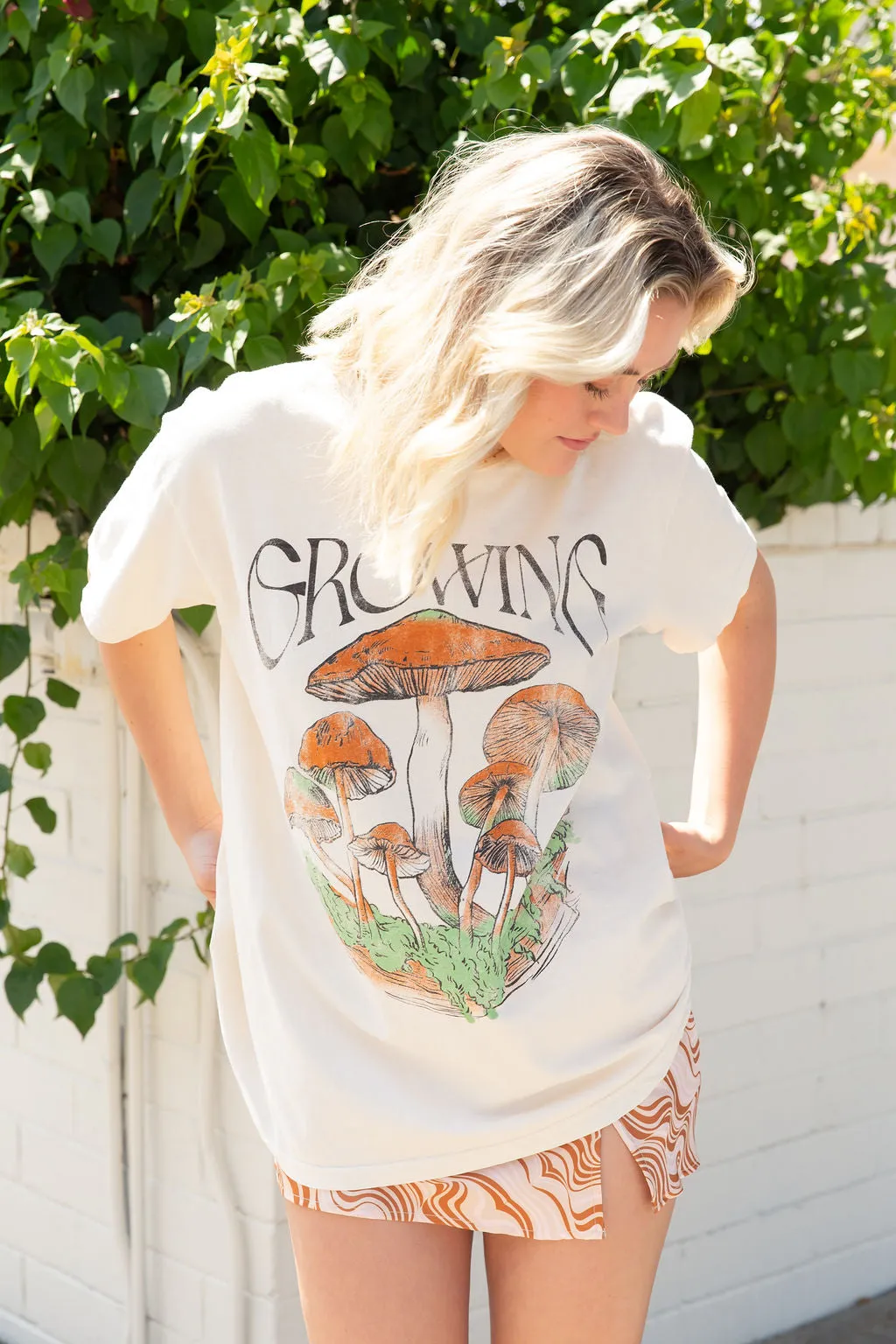 Growing Mushroom Oversized Graphic Tee