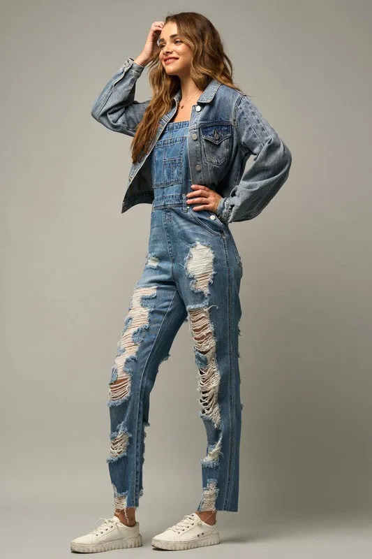 HEAVY DISTRESSED STRAIGHT FIT OVERALL