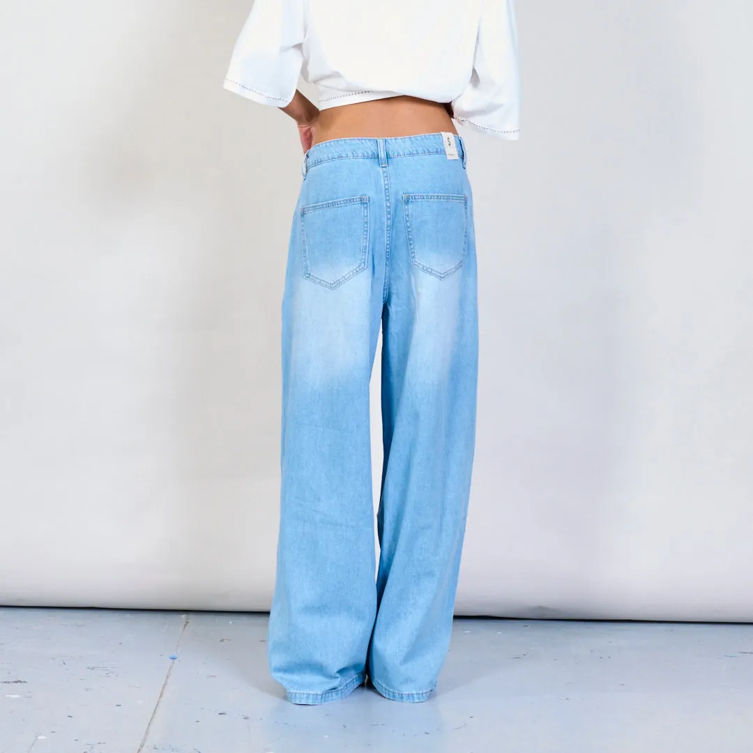High-waist pleated denim pants wholesale